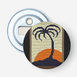 Palmboom Tropische Sun Natural Crochet Print Button Flesopener