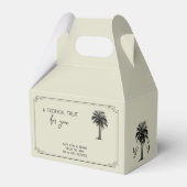 palmboom tropische traktatie bruiloft bedankdoosjes (Voorkant Zijde)
