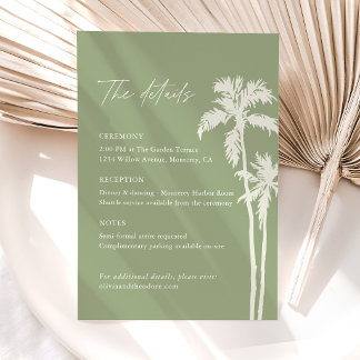 Palmboom Tropische Trouwdetails, Informatie Informatiekaartje