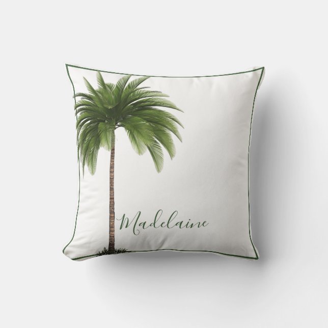 Palmboom Tropische Vintage Elegant Persoonlijk Kussen (Voorkant)