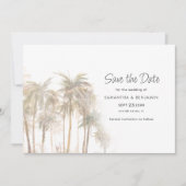 Palmboom Typografie QR Code Bewaar de Datum Save The Date (Voorkant)