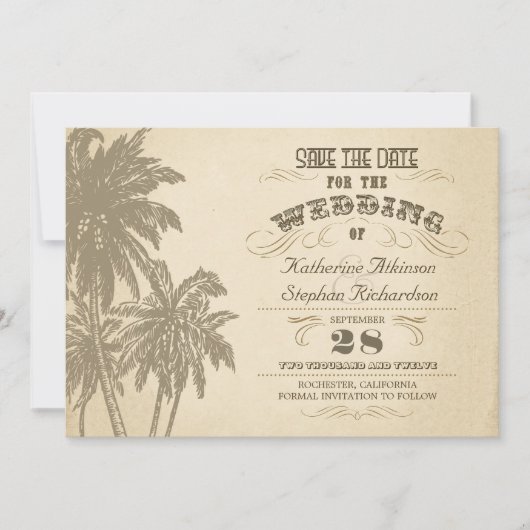 palmboom typografisch Sla de datum op Save The Date (Voorkant)