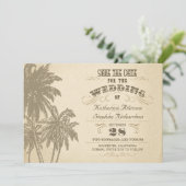 palmboom typografisch Sla de datum op Save The Date (Staand voorkant)