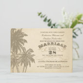  palmboom typografische huwelijksuitnodiging kaart (Staand voorkant)