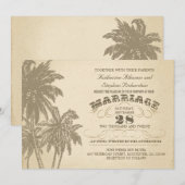  palmboom typografische huwelijksuitnodiging kaart (Voorkant / Achterkant)
