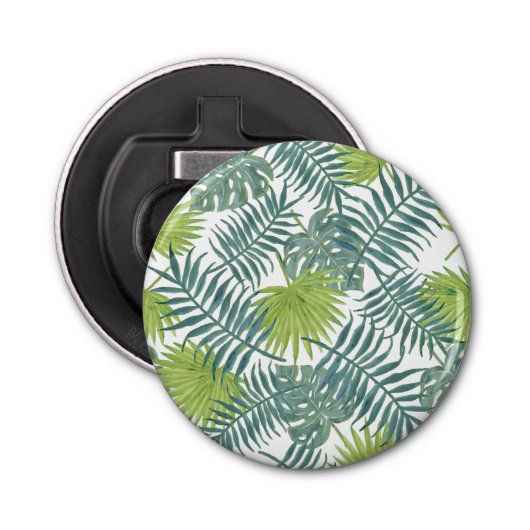 Palmboom Velden Schilderen Hawaïaans Button Flesopener (Voorkant)