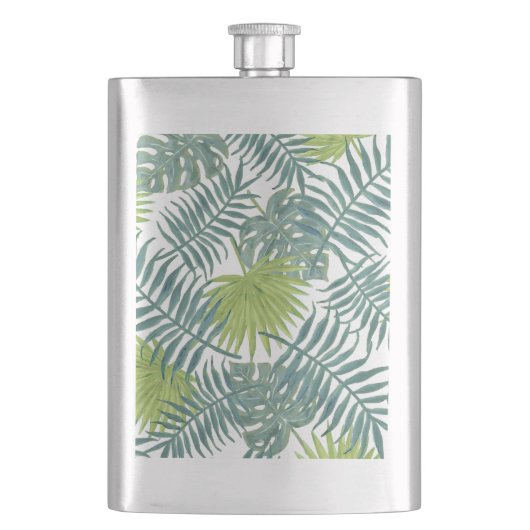 Palmboom Velden Schilderen Hawaïaans Heupfles (Voorkant)