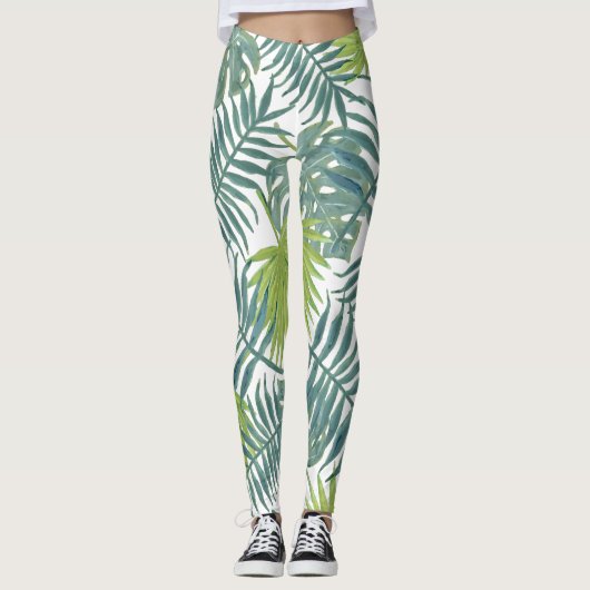 Palmboom Velden Schilderen Hawaïaans Leggings (Voorkant)