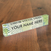 Palmboom Velden Schilderen Hawaïaans Naambordje (Zijkant)