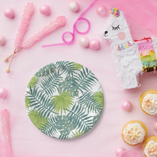 Palmboom Velden Schilderen Hawaïaans Papieren Bordje (Feest)