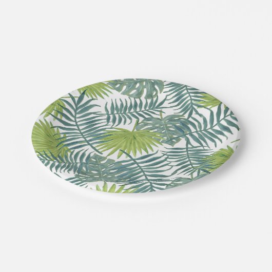 Palmboom Velden Schilderen Hawaïaans Papieren Bordje (Gekanteld)