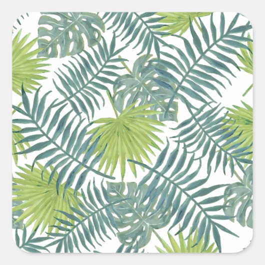 Palmboom Velden Schilderen Hawaïaans Vierkante Sticker (Voorkant)