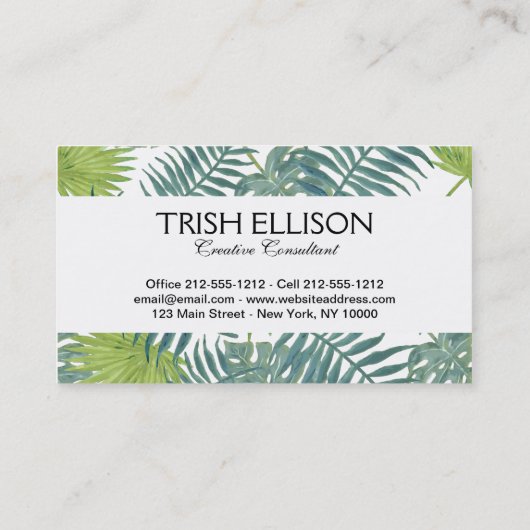 Palmboom Velden Schilderen Hawaïaans Visitekaartje (Achterkant)