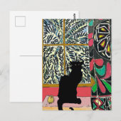 Palmboom Venster met Zwarte Kat Briefkaart (Voorkant / Achterkant)