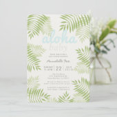 Palmboom verlaat Aloha Baby shower Invitation Kaart (Staand voorkant)
