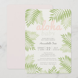 Palmboom verlaat Aloha Baby shower Invitation Kaart