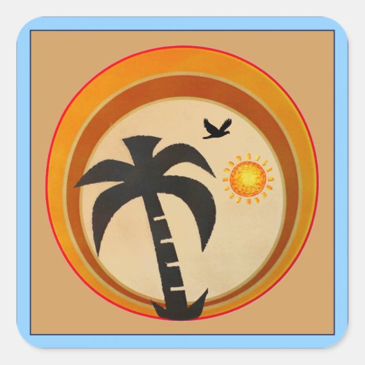 Palmboom Vierkante Sticker (Voorkant)