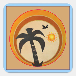 Palmboom Vierkante Sticker