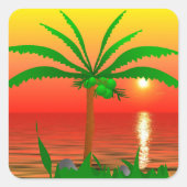 Palmboom Vierkante Sticker (Voorkant)