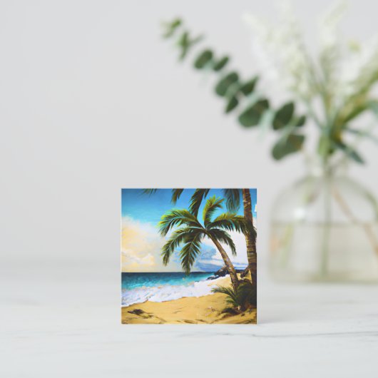 Palmboom Vierkante Visitekaartje (Staand voorkant)