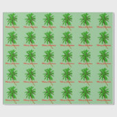 Palmboom Vrolijk kerstfeest groen cadeau Cadeaupapier (Vlak)