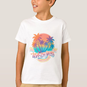 Palmboom VS 250 jaar Patriottische Woestijn Zonsop T-shirt