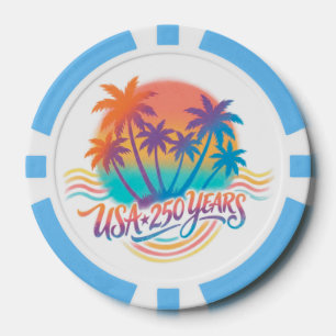 Palmboom VS 250 jaar patriottische woestijnzonsopg Poker Chips