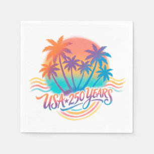 Palmboom VS 250 jaar patriottische woestijnzonsopg Servet