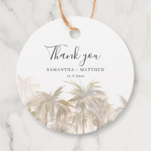 Palmboom Watercolor Kust Bruiloft Bedankjes Labels