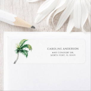 Palmboom Watercolor Retouradres Etiket