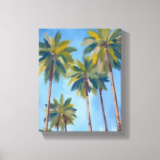 Palmboom Watercolor Tropische Schildering Canvas Afdruk (Voorkant)