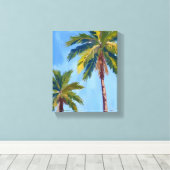 Palmboom Waterverf Kust Oceaan Canvas Afdruk (Insitu (Houten vloer))