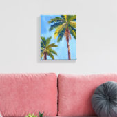 Palmboom Waterverf Kust Oceaan Canvas Afdruk (Insitu (Woonkamer))
