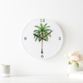 Palmboom Waterverf Tropisch Elegant Grote Klok (Huis)