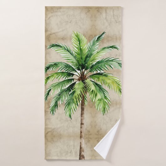 Palmboom Waterverf Tropische Elegante Zomer Bad Handdoek (Badhanddoek)