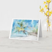 Palmboom Waterverf Wenskaart Kaart (Gele Bloem)