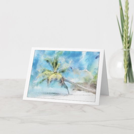 Palmboom Waterverf Wenskaart Kaart (Voorkant)