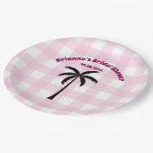 Palmboom Wit Roze Geruit Bruidsmeisje Feest Papieren Bordje (Gekanteld)