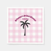 Palmboom Wit Roze Geruite Bruidsdouche Servet (Voorkant)