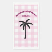 Palmboom Wit Roze Geruite Bruidsfeest Servet (Voorkant)