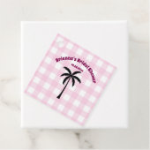 Palmboom Wit Roze Geruite Bruidsmeisjesfeest Bedankjes Labels (In situ)