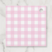 Palmboom Wit Roze Geruite Bruidsmeisjesfeest Bedankjes Labels (Achterkant)