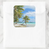 Palmboom wit zandstrand foto sticker (Tas)