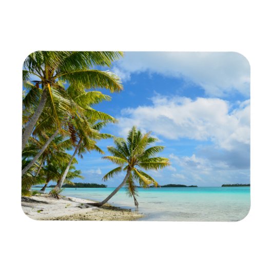 Palmboom wit zandstrand rechthoekige magneet (Horizontaal)