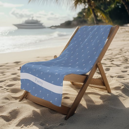 Palmboom Witte op Zee Blauw Strandlaken