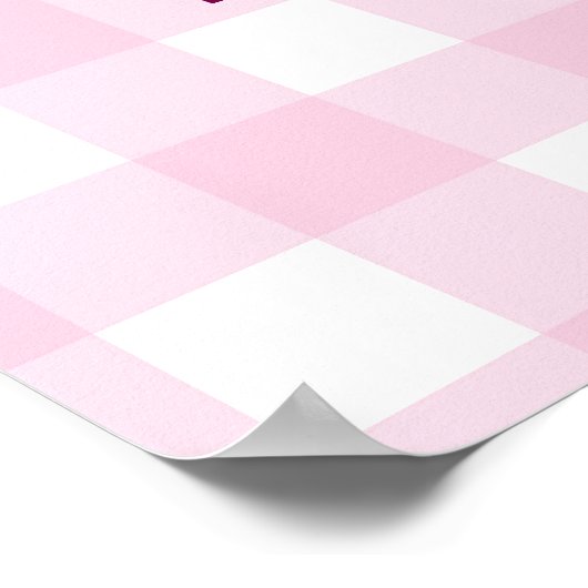 Palmboom Witte Roze Geruite Bruids Welkom Poster (Hoek)