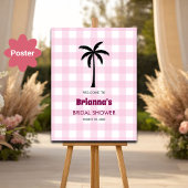 Palmboom Witte Roze Geruite Bruids Welkom Poster