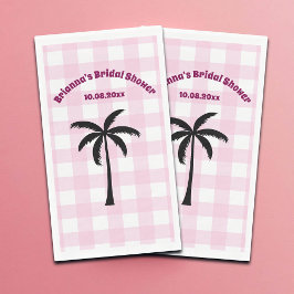 Palmboom Witte Roze Geruite Bruidsmeisjesfeest Servet