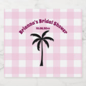 Palmboom Witte Roze Geruite Bruidsmeisjesfeest Sparkling Wijnetiket (Enkel label)