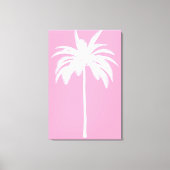 palmboom Witte roze tropische elastisch Canvas Afdruk (Voorkant)